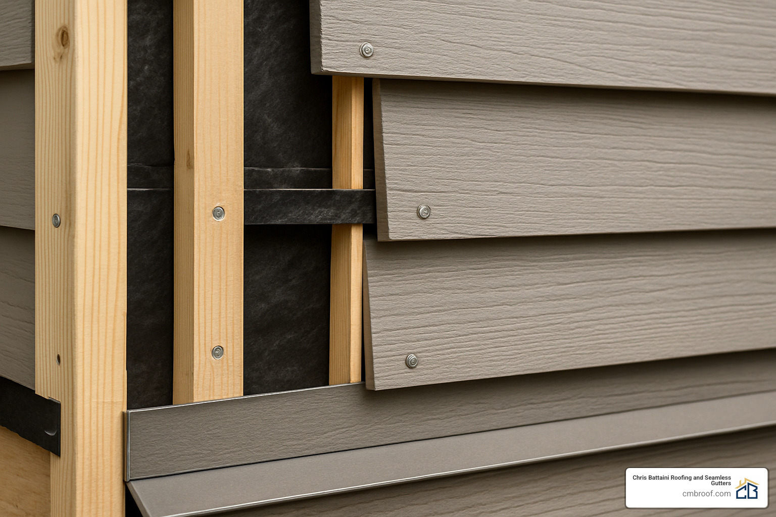fiber cement siding with rainscreen installation detail - gutter and siding