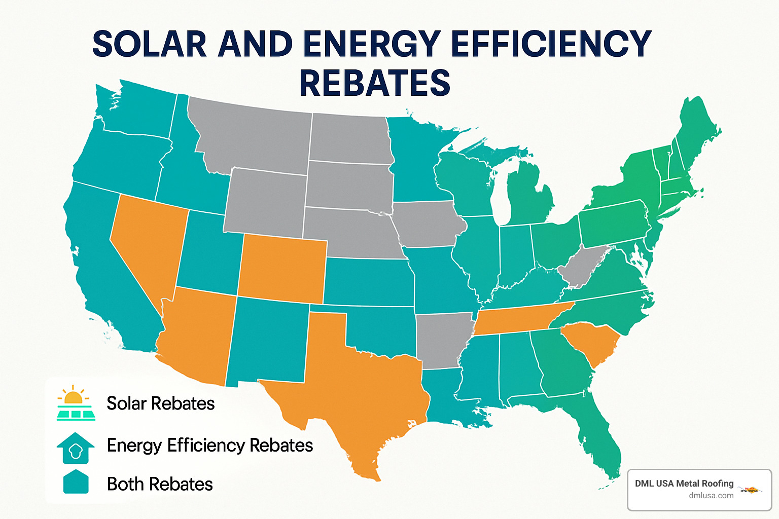 map of state solar and energy efficiency rebates - new roof with solar panels tax credit