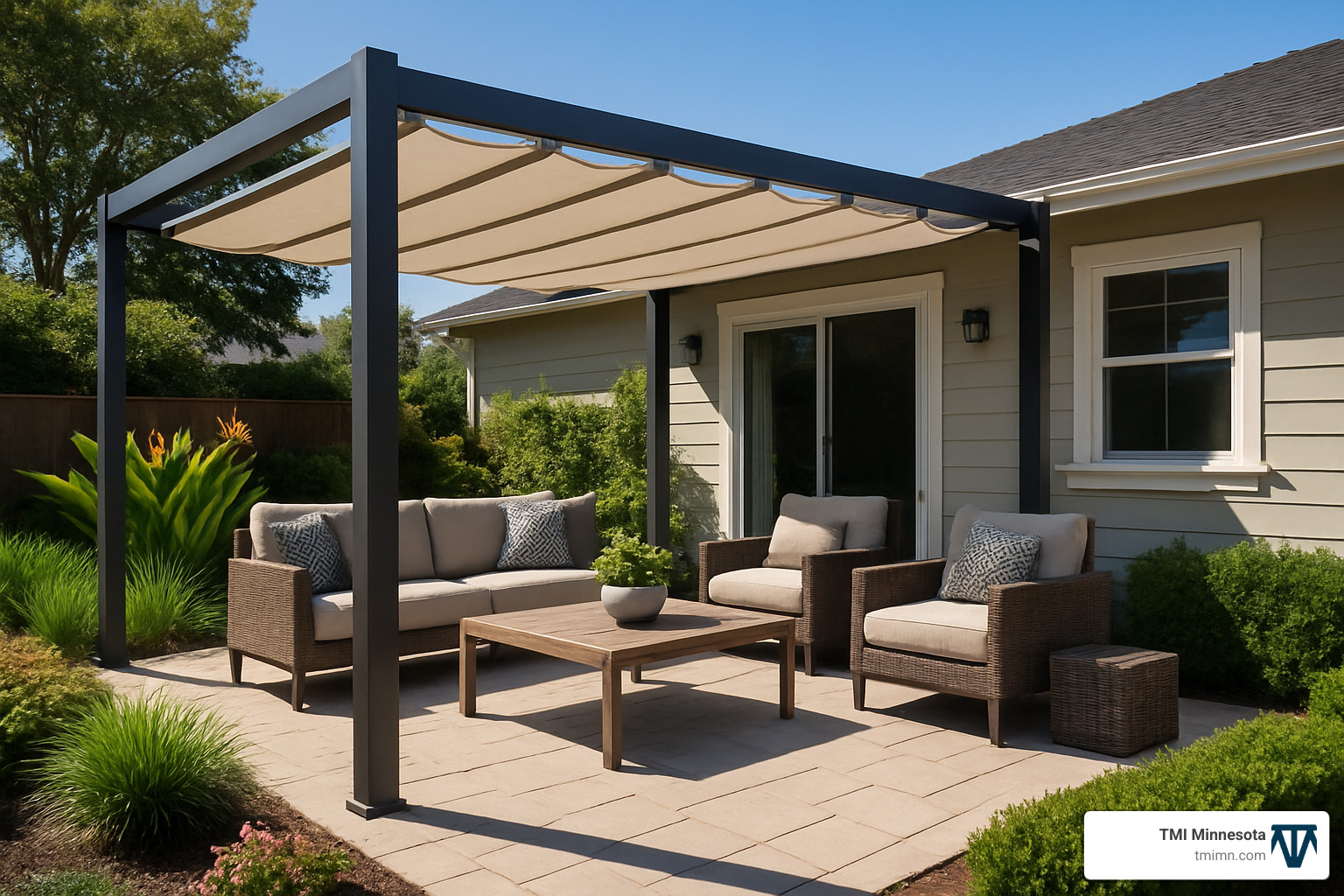 aluminum pergola with retractable canopy - Backyard patio ideas