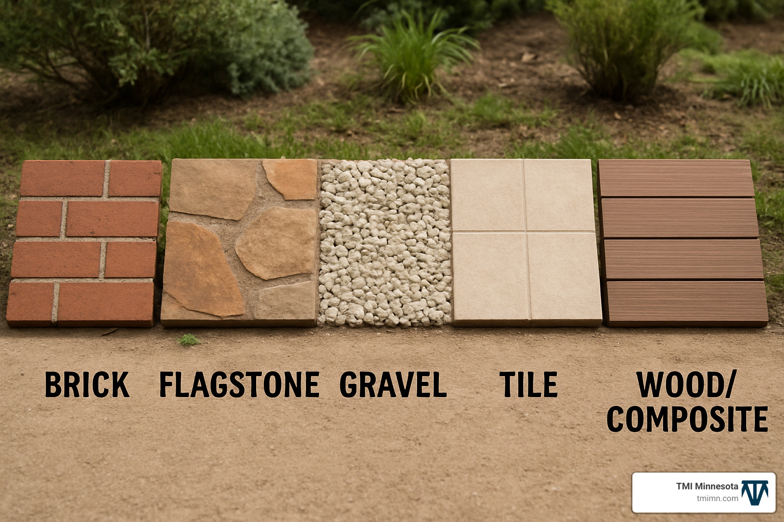 comparison of patio materials showing texture and color variations - Backyard patio ideas