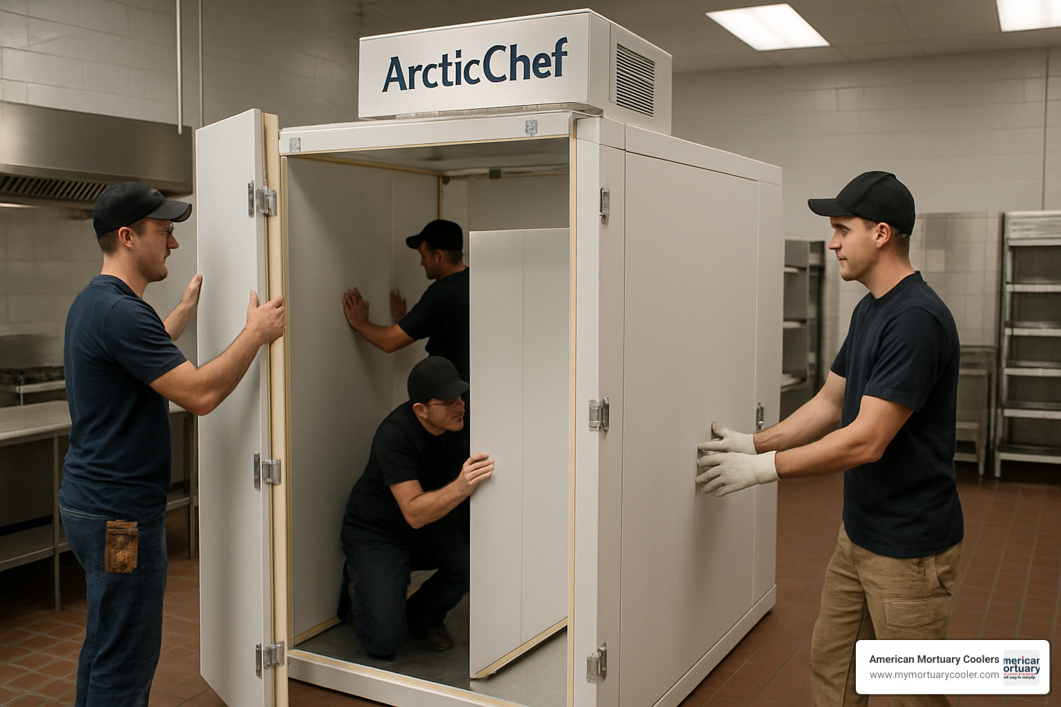 ArcticChef walk in fridge assembly showing modular panel construction - walk in fridge