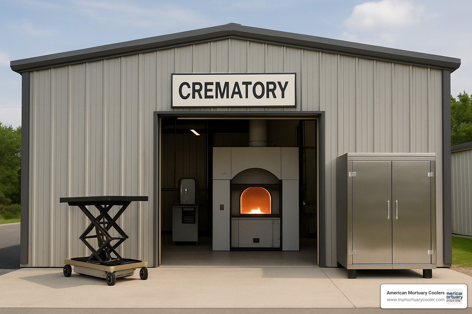 Complete crematory facility with retort, building, and accessory equipment - crematory equipment cost