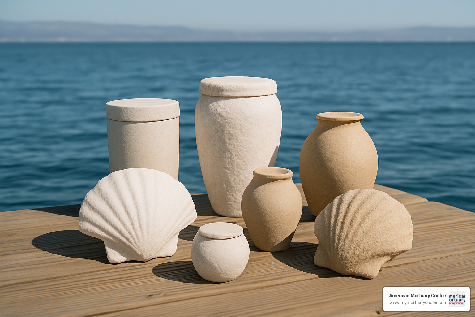 Various sizes and designs of biodegradable urns for water burial - biodegradable urns for scattering ashes at sea