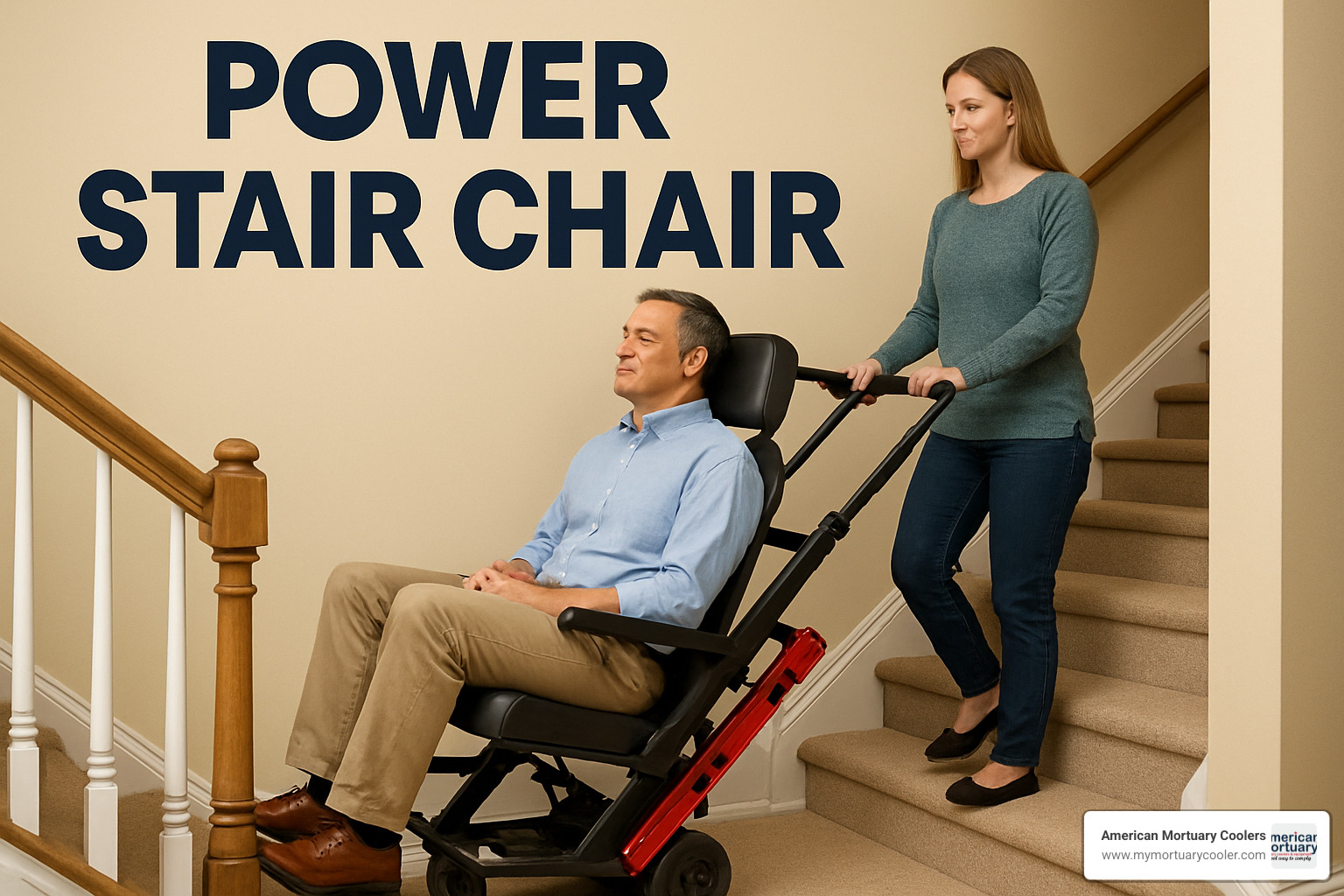 Power stair chair components showing motor, tracks, harness and control panel - power stair chair