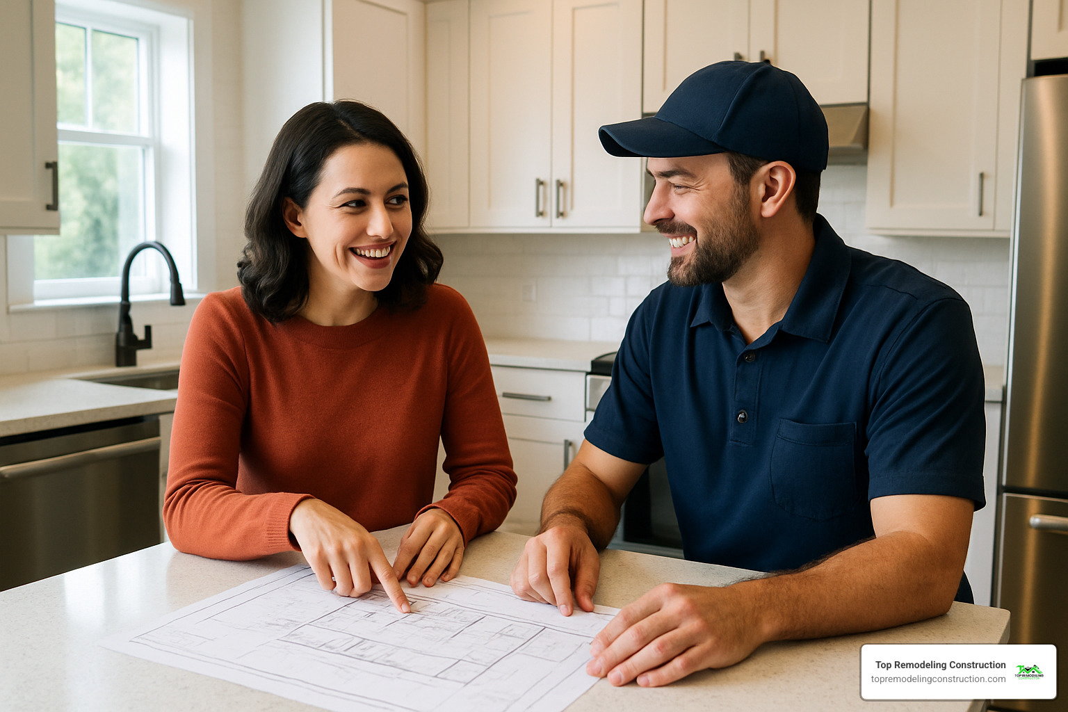 homeowner meeting with kitchen contractor - kitchen remodel contractor