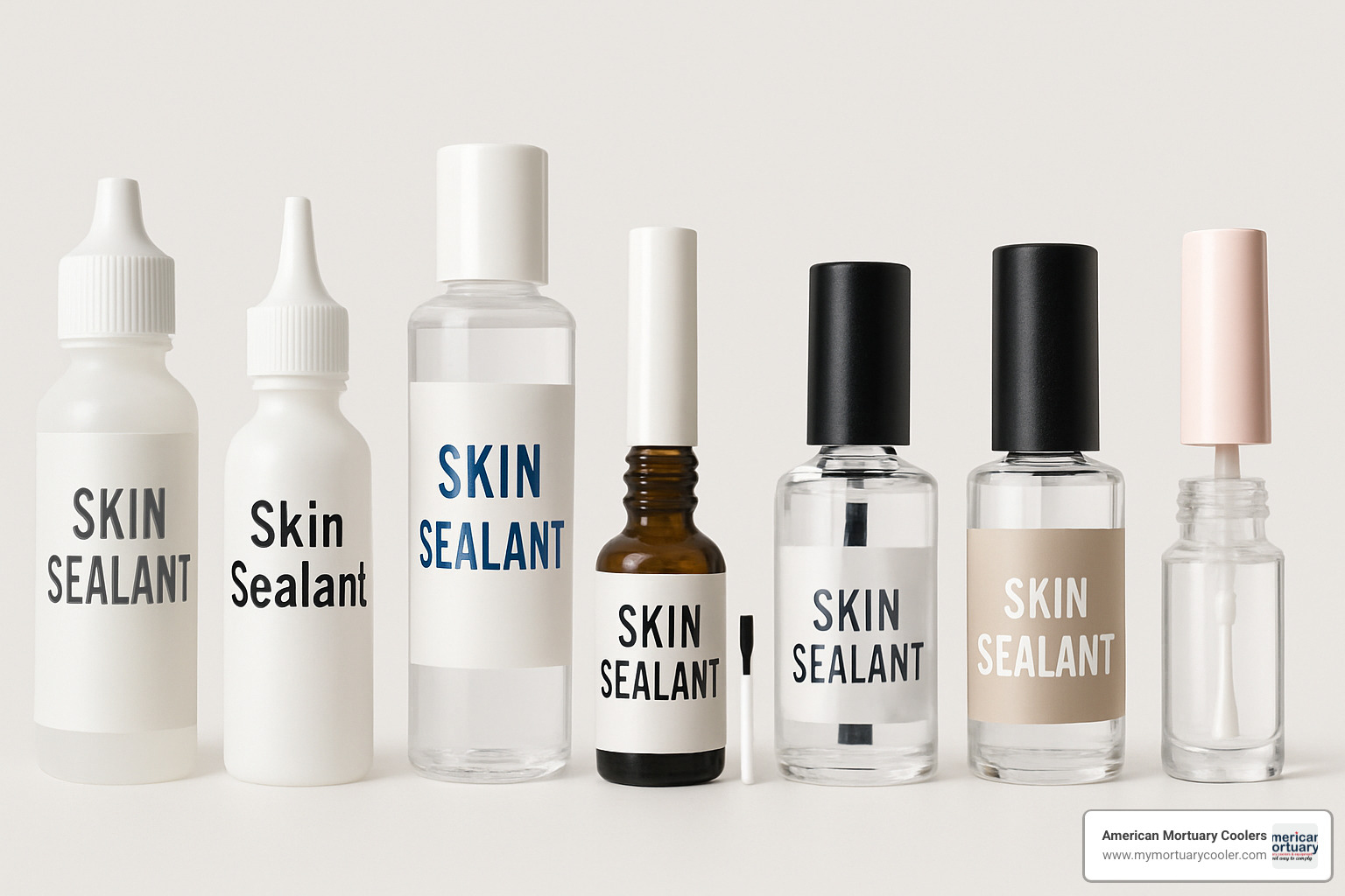 Lineup of various skin sealant bottles - skin sealz