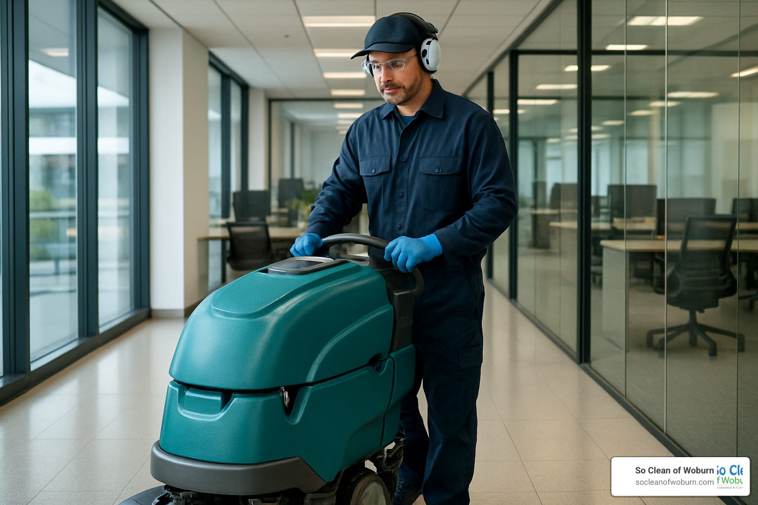 professional cleaner using specialized equipment - Janitorial services near me