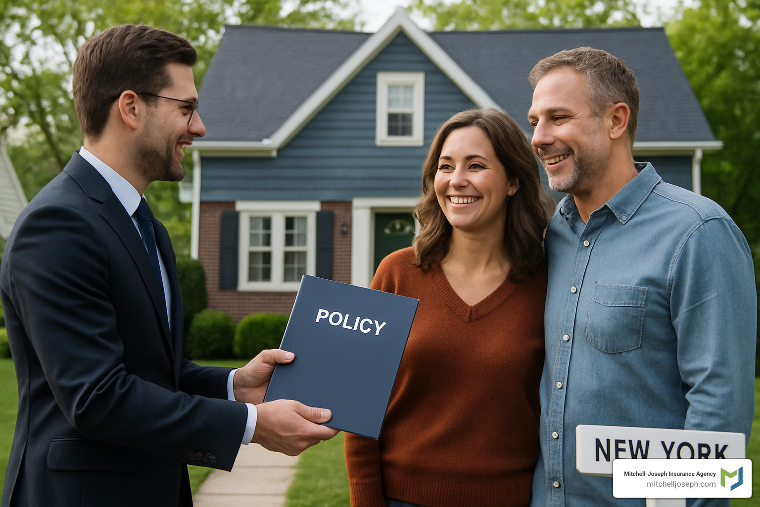 1ea831b2d30f1afb6ad690ec7efa9132156f06e4 Affordable Assurance: Top Picks for Cheap Home Insurance in NY Discover the cheapest home insurance new york options. Compare tips, discounts, and top picks to protect your home and save money now. Insurance agent handing policy folder to homeowner - cheapest home insurance new york