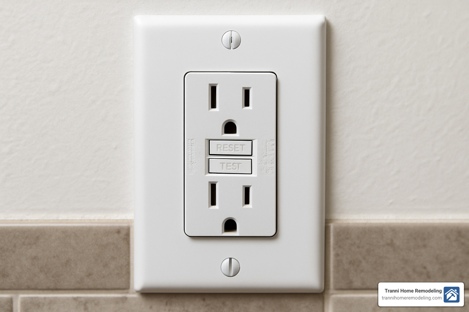 GFCI outlet close up - upgrading electrical in old home