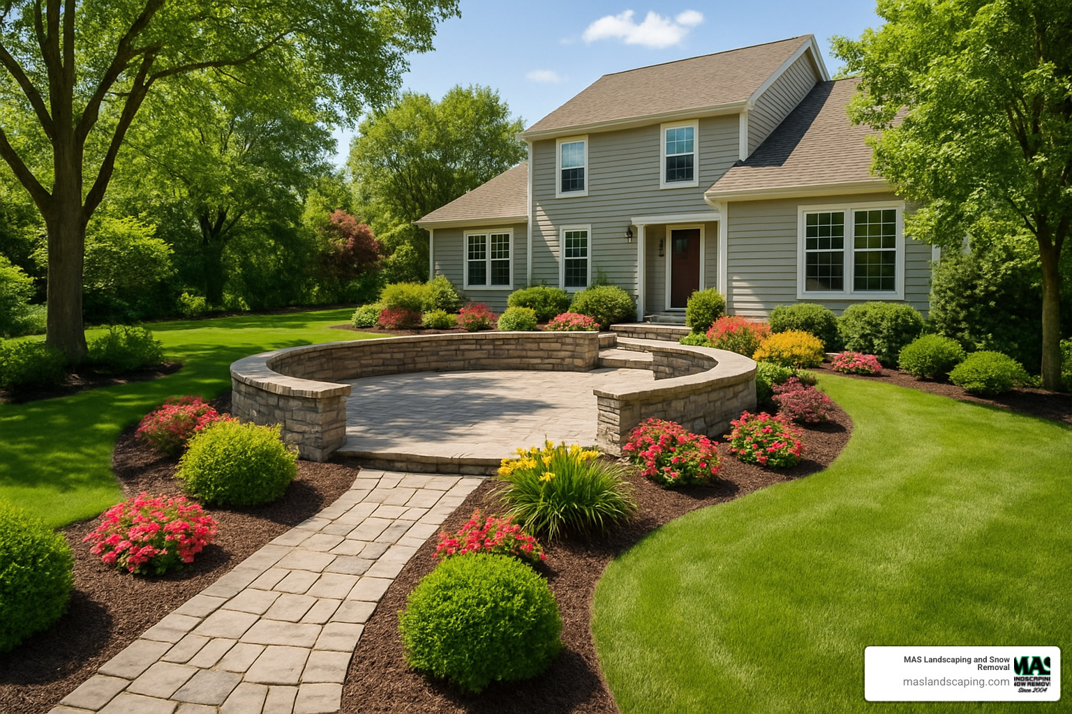 residential landscaping services showing hardscaping and softscaping elements - residential landscaping services