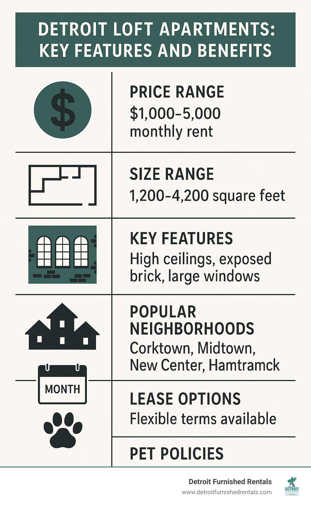 Detroit Loft Apartments: Key Features and Benefits - loft apartments detroit mi infographic 