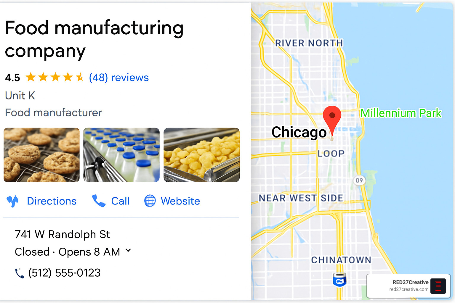 How to Master SEO for Your Food Manufacturing Company • seo for food manufacturing companies • RED27Creative Google Map listing for food manufacturer with reviews and photos - seo for food manufacturing companies