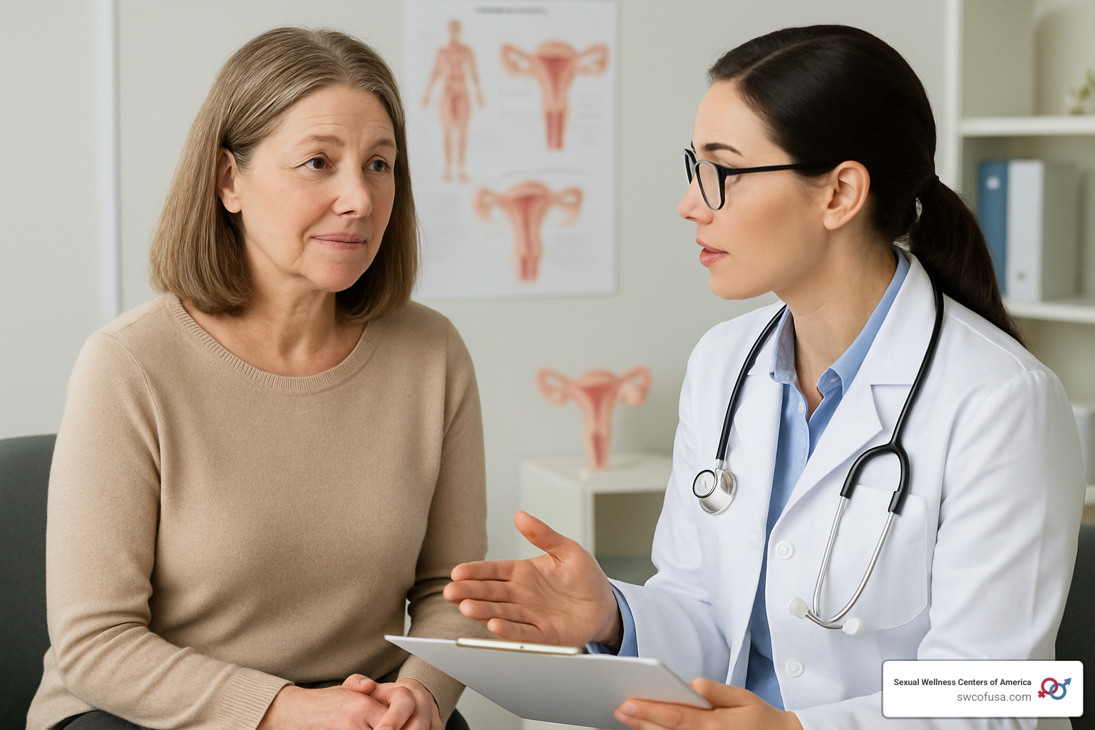 woman consulting with doctor about vaginal rejuvenation - how to refresh your vagina woman consulting with doctor about vaginal rejuvenation - how to refresh your vagina