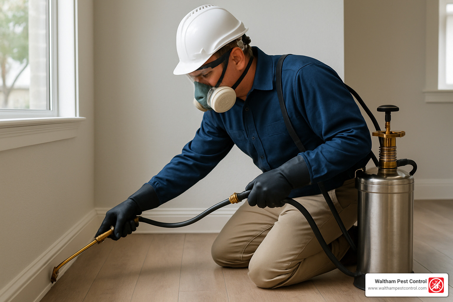 Technician applying targeted termite treatment in a home - best termite company