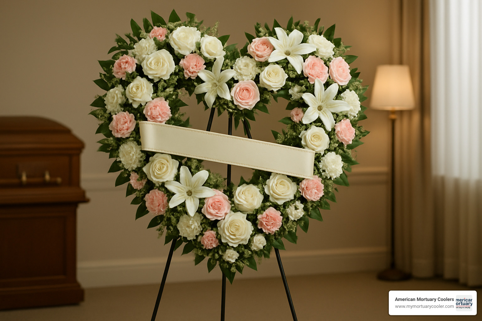 heart-shaped standing wreath - funeral flower stands