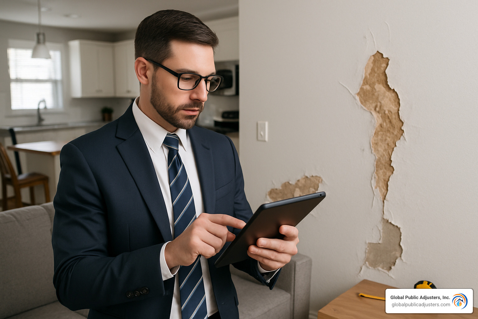 public adjuster using tablet during property inspection - public adjuster orlando