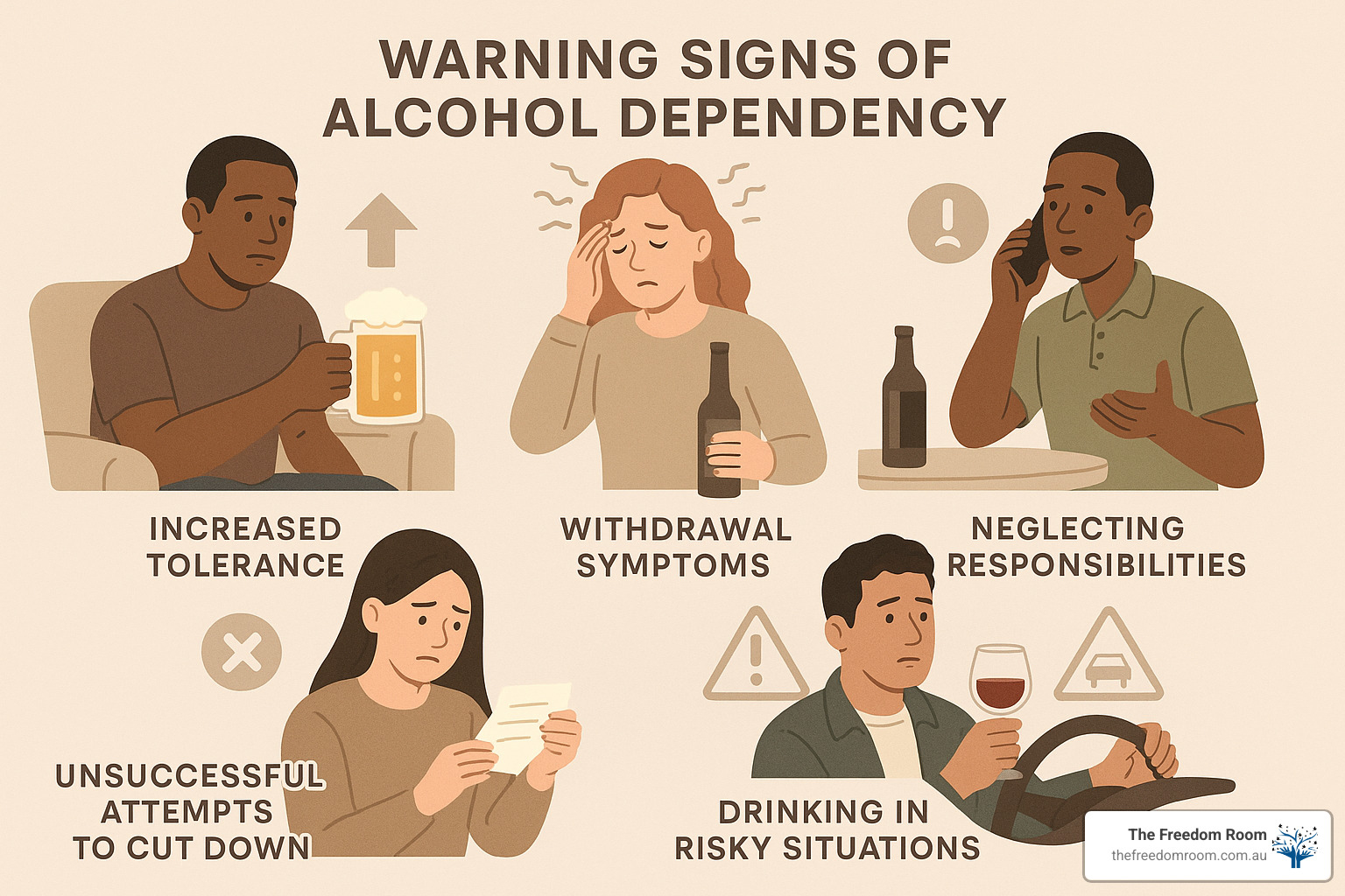warning signs of alcohol dependency - alcohol dependency help