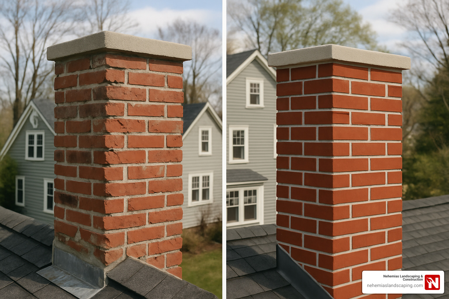 chimney repair before and after - mason repair near me