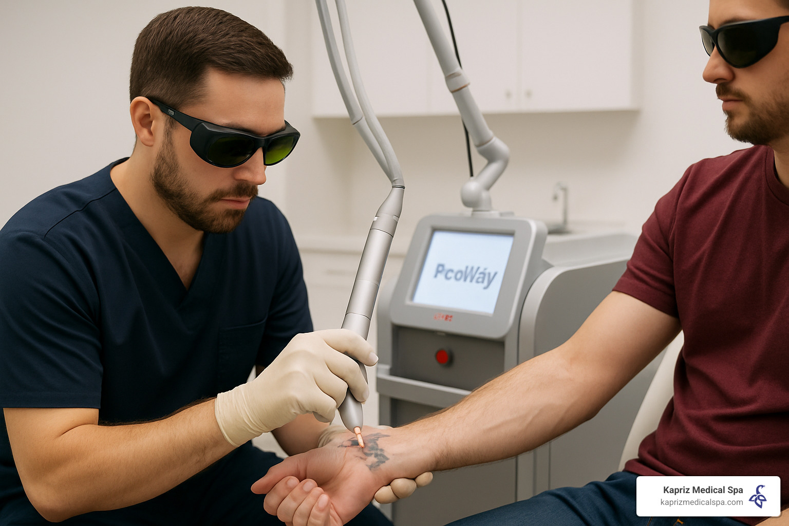tattoo removal specialist using PicoWay laser on client's arm - Laser tattoo removal Jacksonville tattoo removal specialist using PicoWay laser on client's arm - Laser tattoo removal Jacksonville