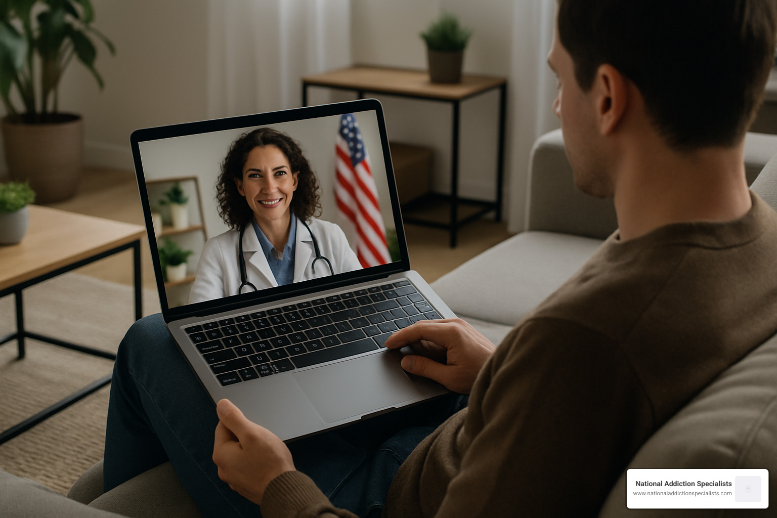Person using telehealth service for addiction treatment - suboxone clinic johnson city tennessee