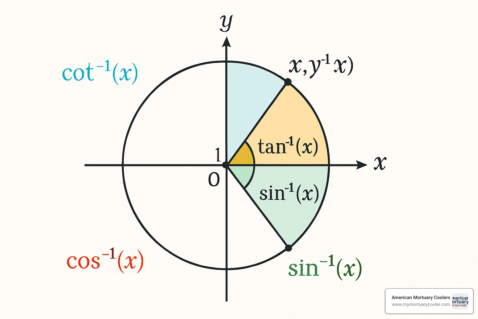 Relationship between inverse trigonometric functions on the unit circle - cot -1