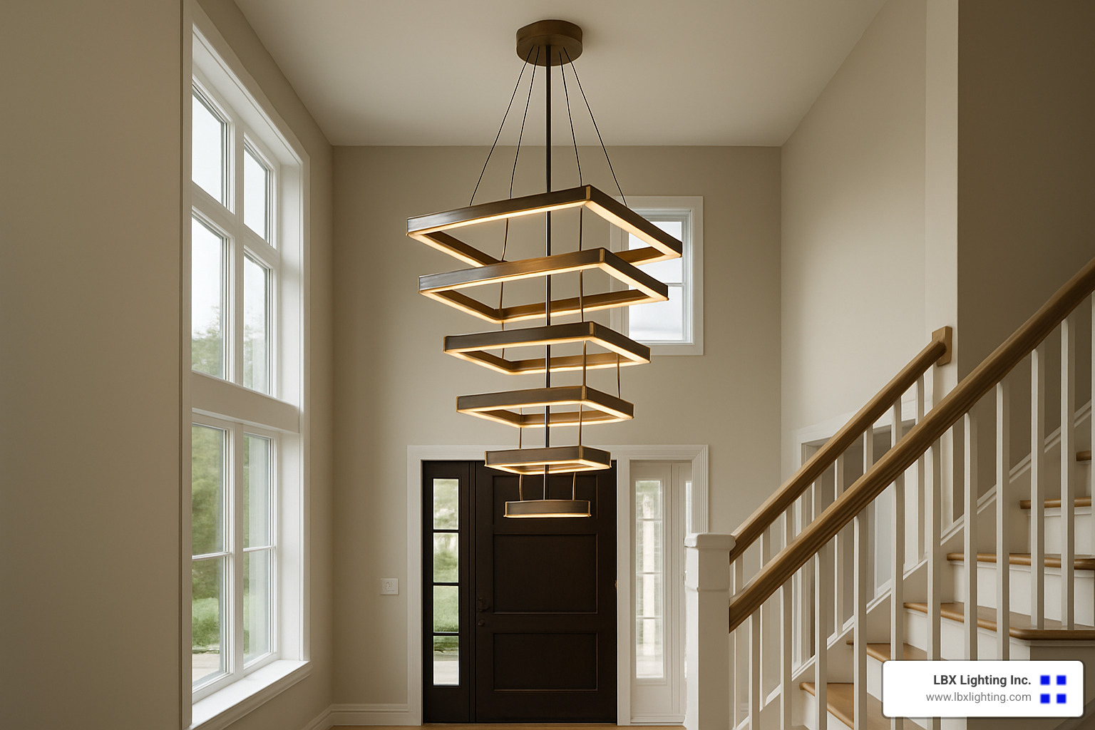 Raise the Roof with These Stunning Contemporary Chandeliers for High Ceilings 8 multi-tier contemporary chandelier in a high ceiling foyer - contemporary chandeliers for high ceilings