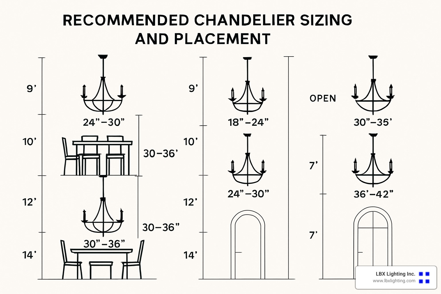 Raise the Roof with These Stunning Contemporary Chandeliers for High Ceilings 11 chandelier sizing and placement diagram for various ceiling heights - contemporary chandeliers for high ceilings