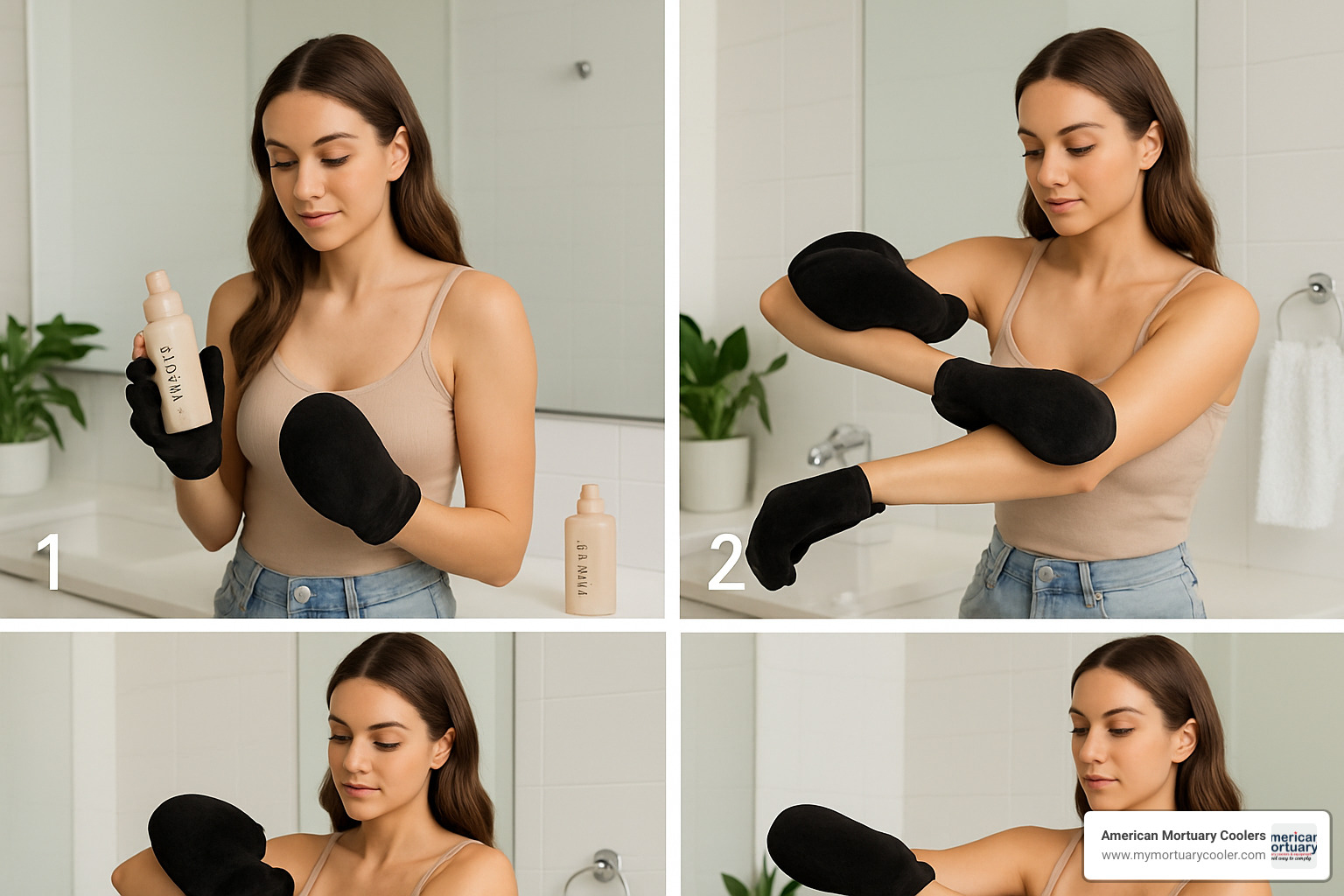 Step-by-step guide showing Bally Body application with mitt - bally body