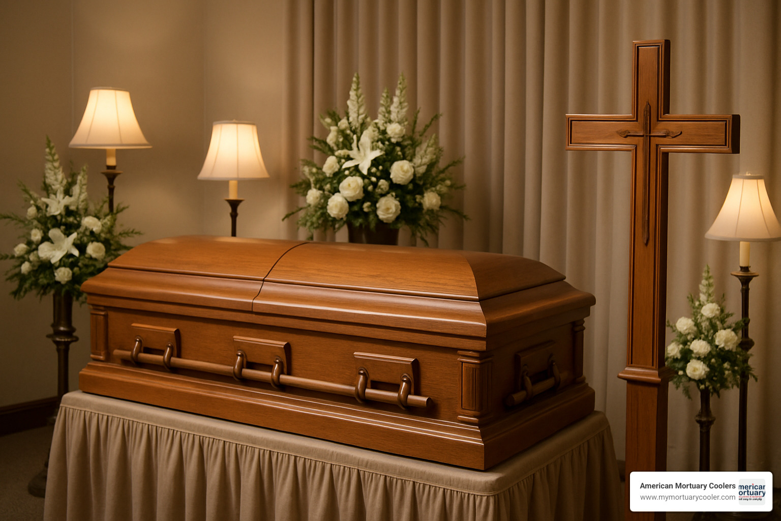 cross stand beside casket - casket cross