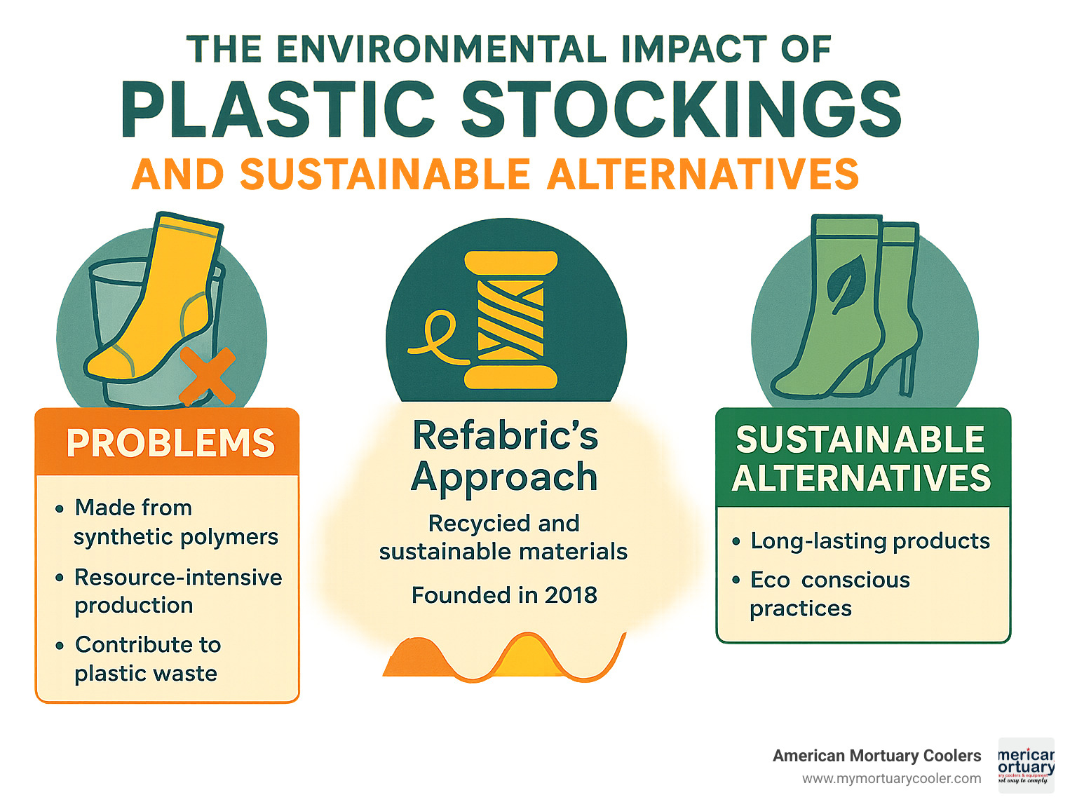 Infographic showing the environmental impact of plastic stockings and sustainable alternatives - plastic stockings infographic 
