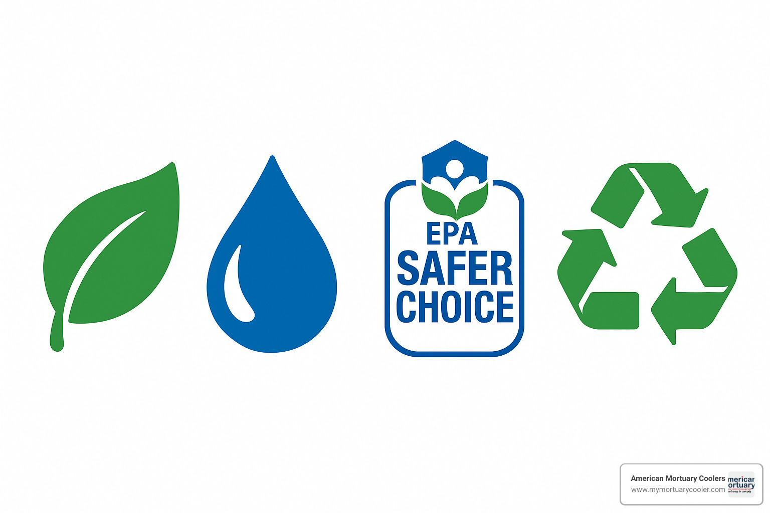 Ingredient icons: leaf (plant-based), droplet (water-based), shield (EPA Safer Choice), recycle symbol (eco-friendly) - odour neutralizer spray