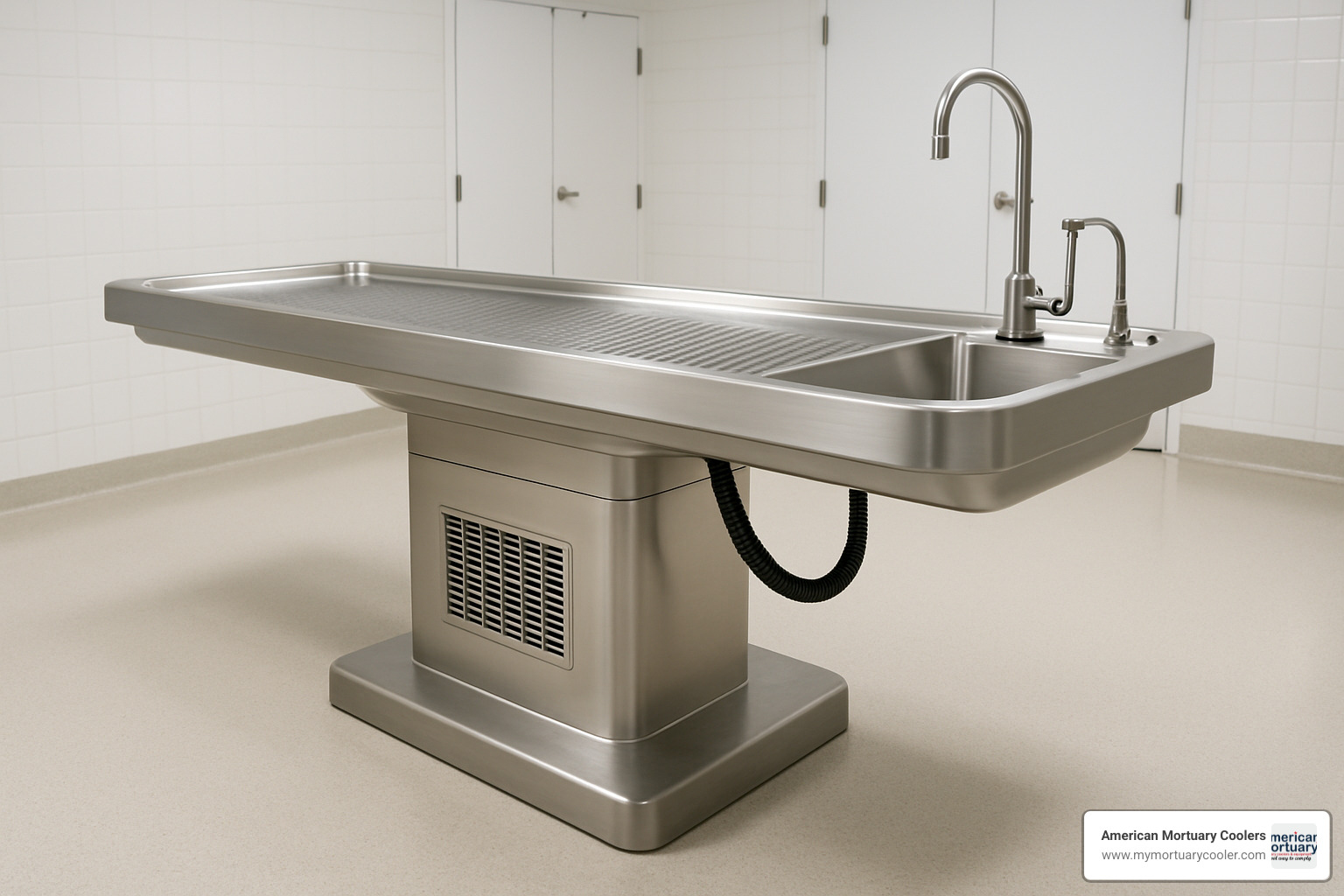 Deluxe pedestal autopsy table with ventilation system - csi jewett