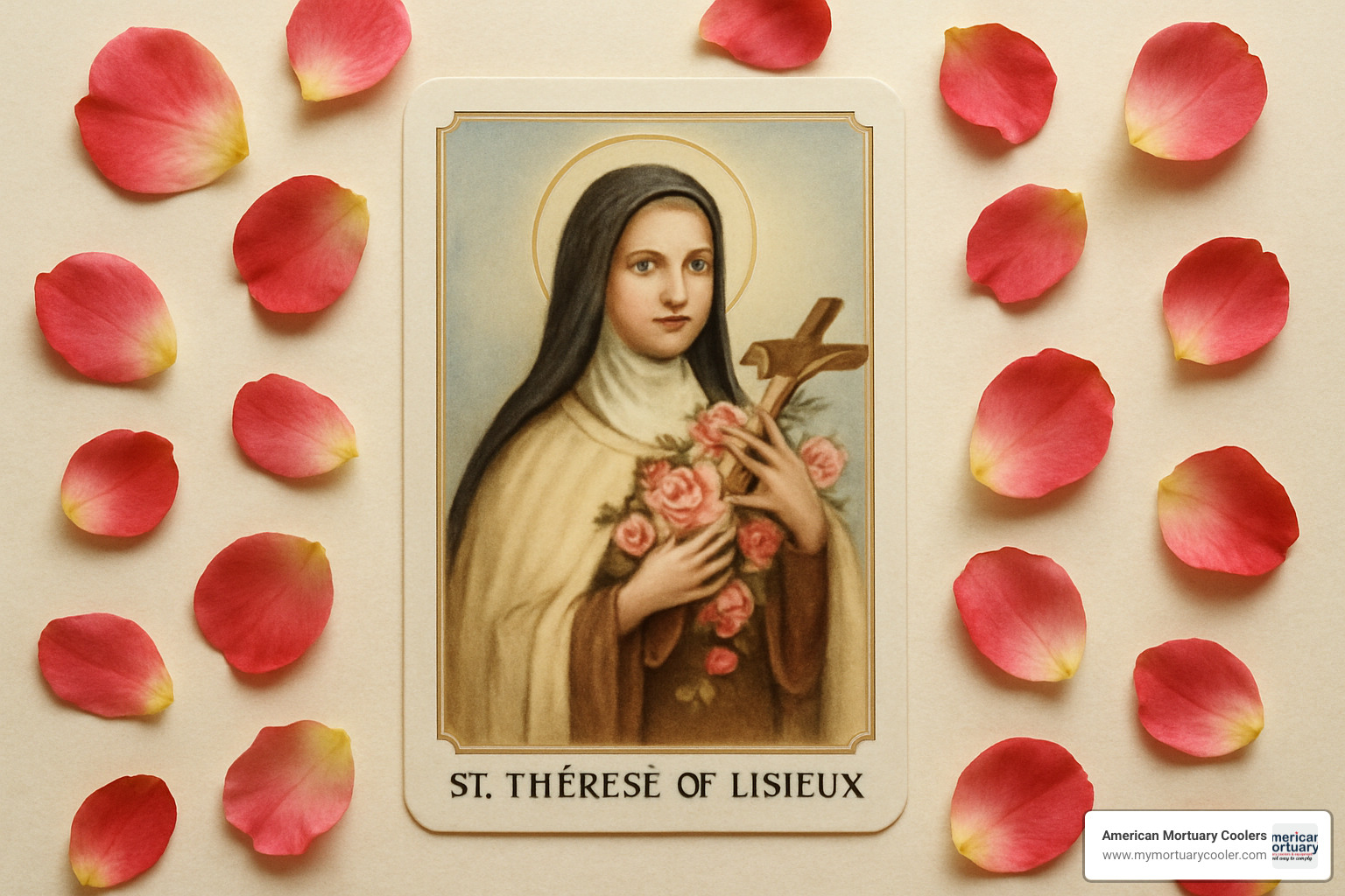st therese holy card with roses - st therese holy cards