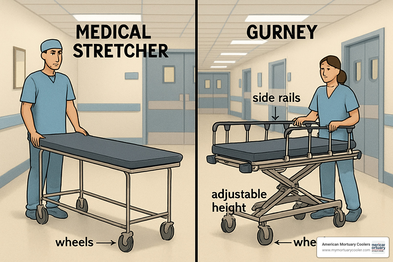 stretcher vs gurney illustration - MEDICAL STRETCHERS