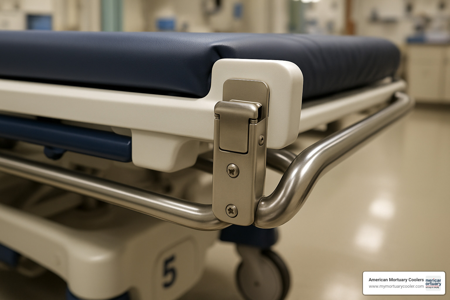 side-rail locking mechanism on modern stretcher - MEDICAL STRETCHERS