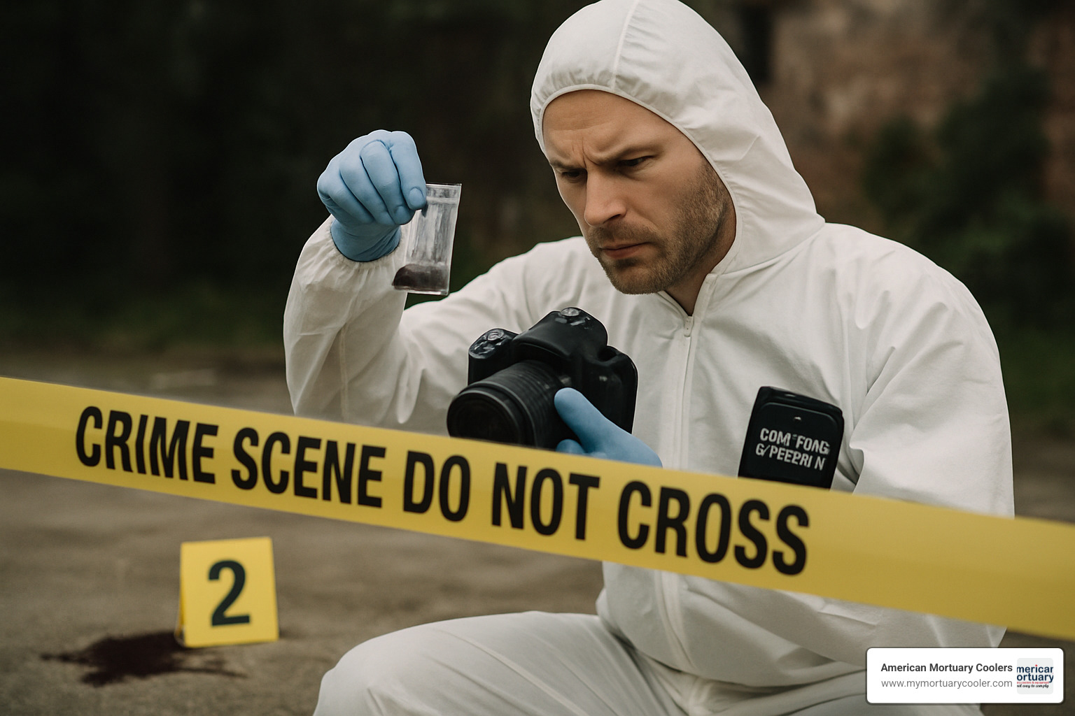 muddy outdoor crime scene compared to clean TV lab setting - crime scene investigator