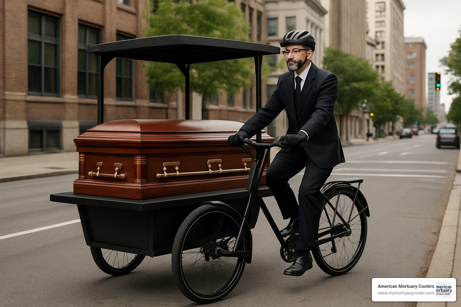 Bicycle funeral hearse with integrated bier - funeral bier