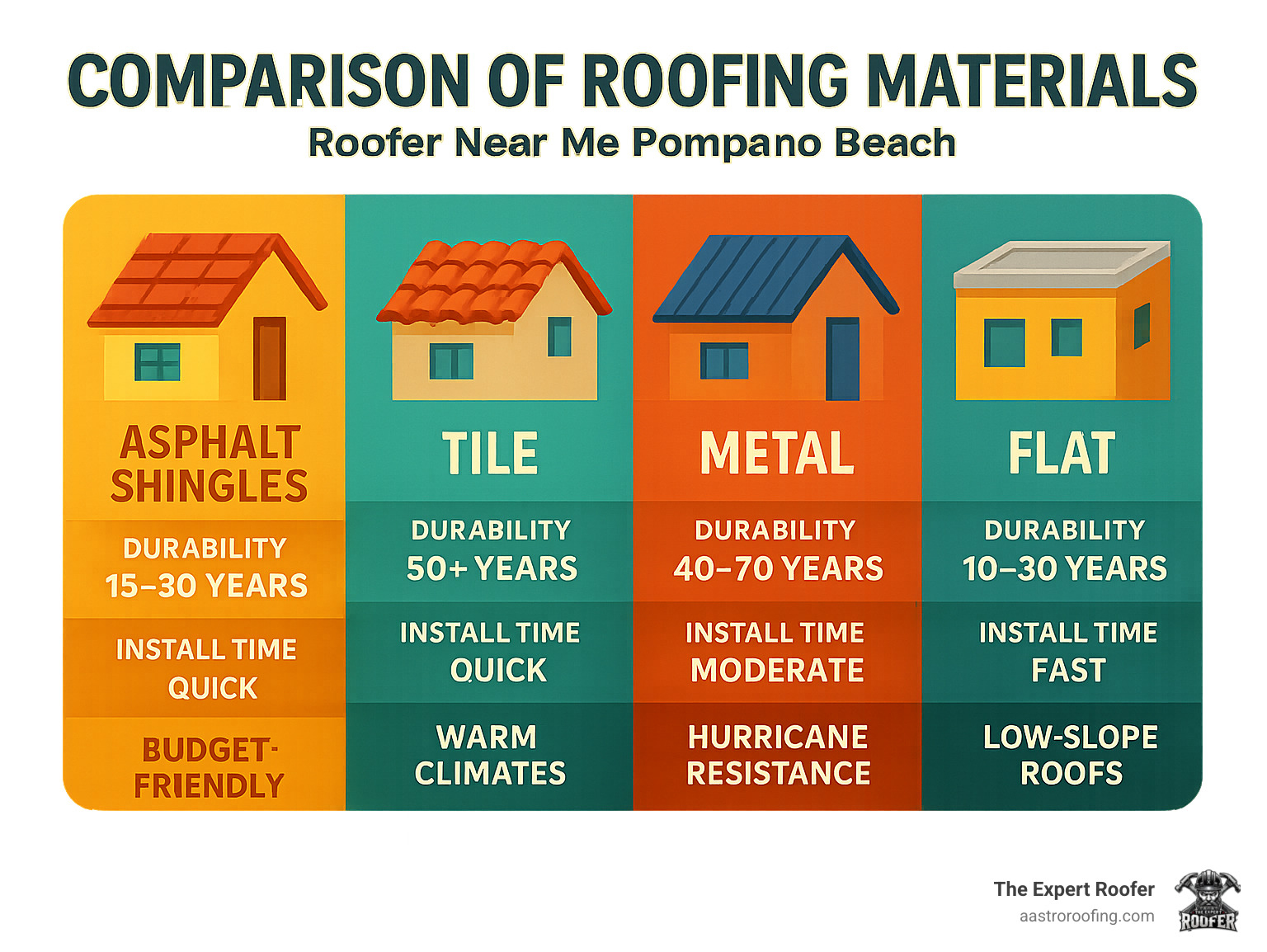 comparison of different roofing materials - Roofer Near Me Pompano Beach infographic 