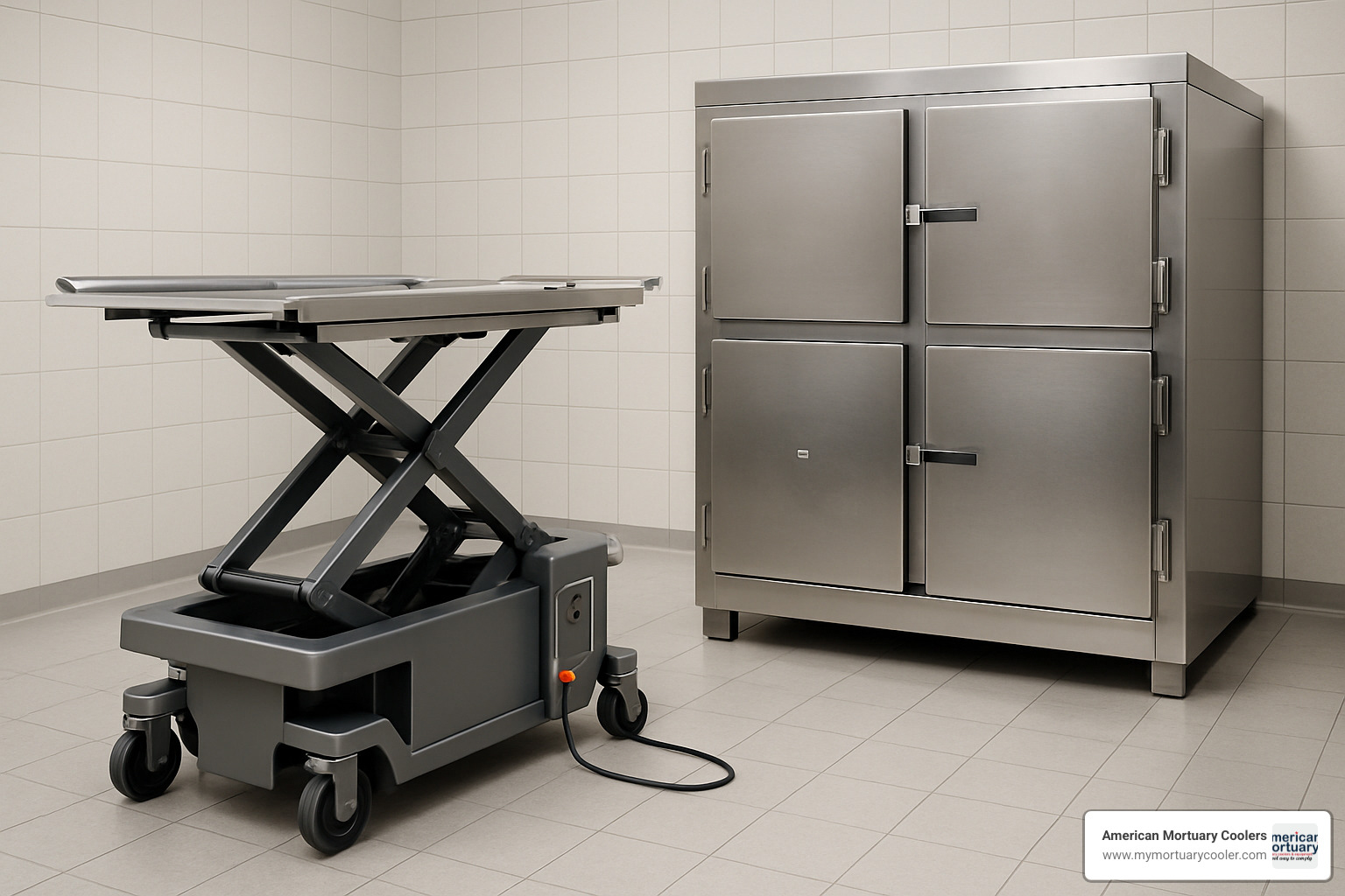 Electric scissor lift with multi-directional top for mortuary use - mortuary fridge lifter