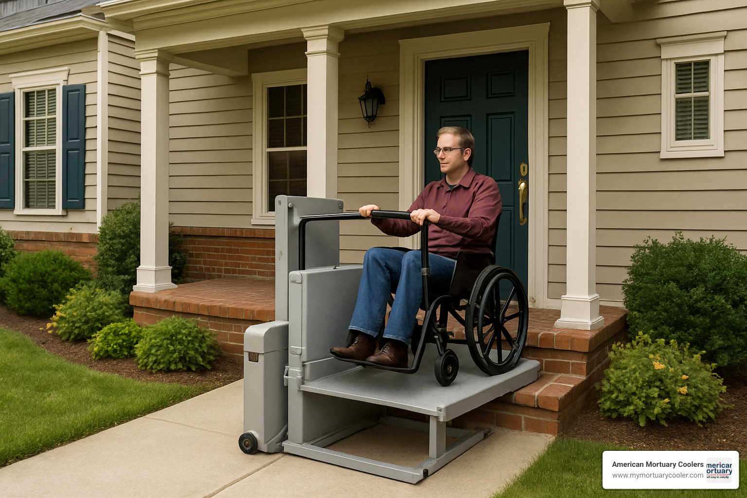 accessible home entry with portable step lift - portable step lift