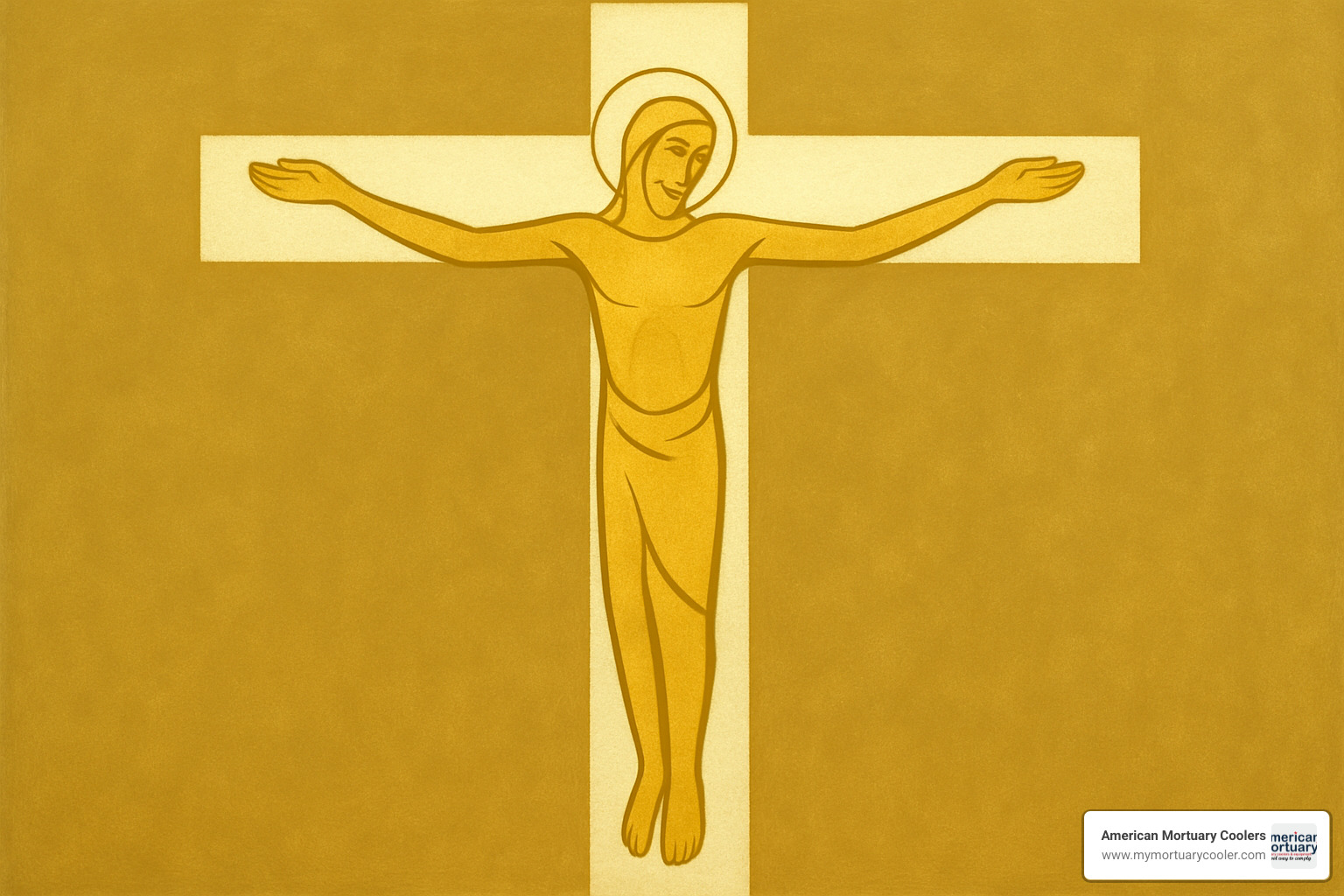 St. Paul's Bergen crucifix with simplified form and gold background - modernist crucifix
