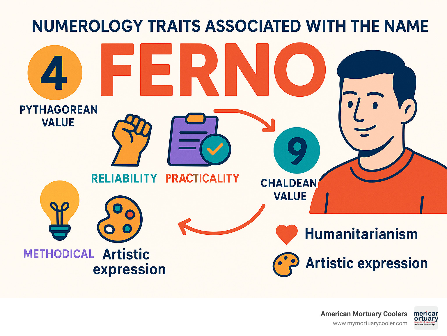 Numerology traits associated with the name Ferno - ferno meaning infographic 