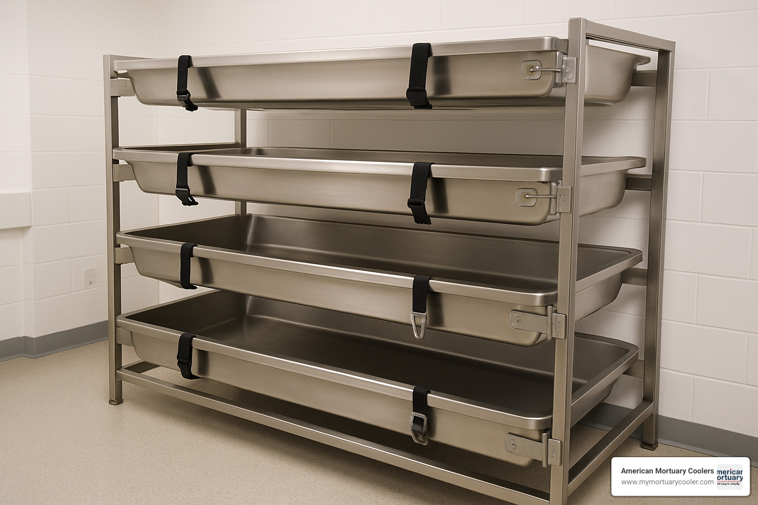 Custom body storage rack with bariatric capacity and security features - body storage racks