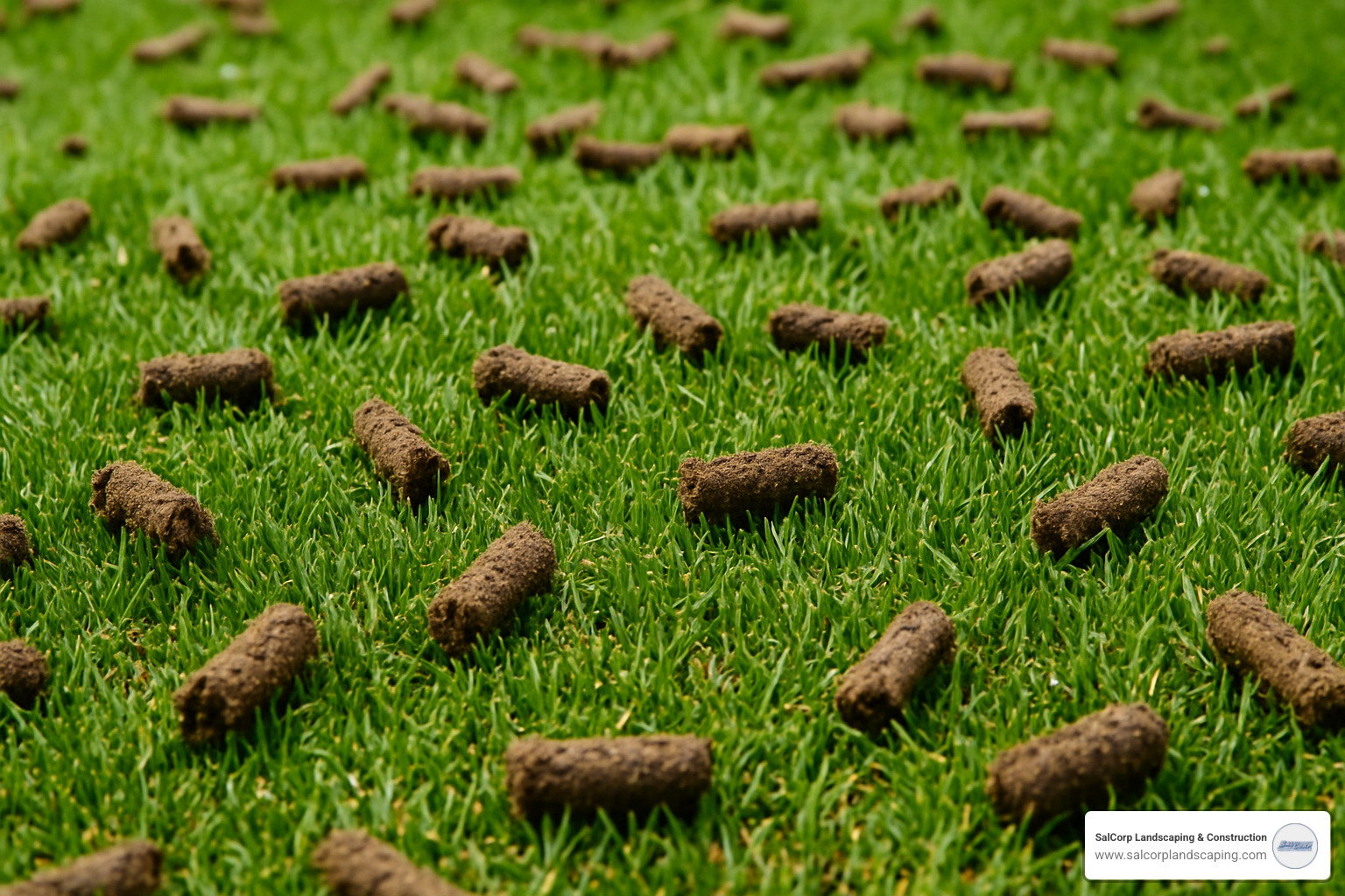 soil plugs on lawn after aeration - turf lawn care near me
