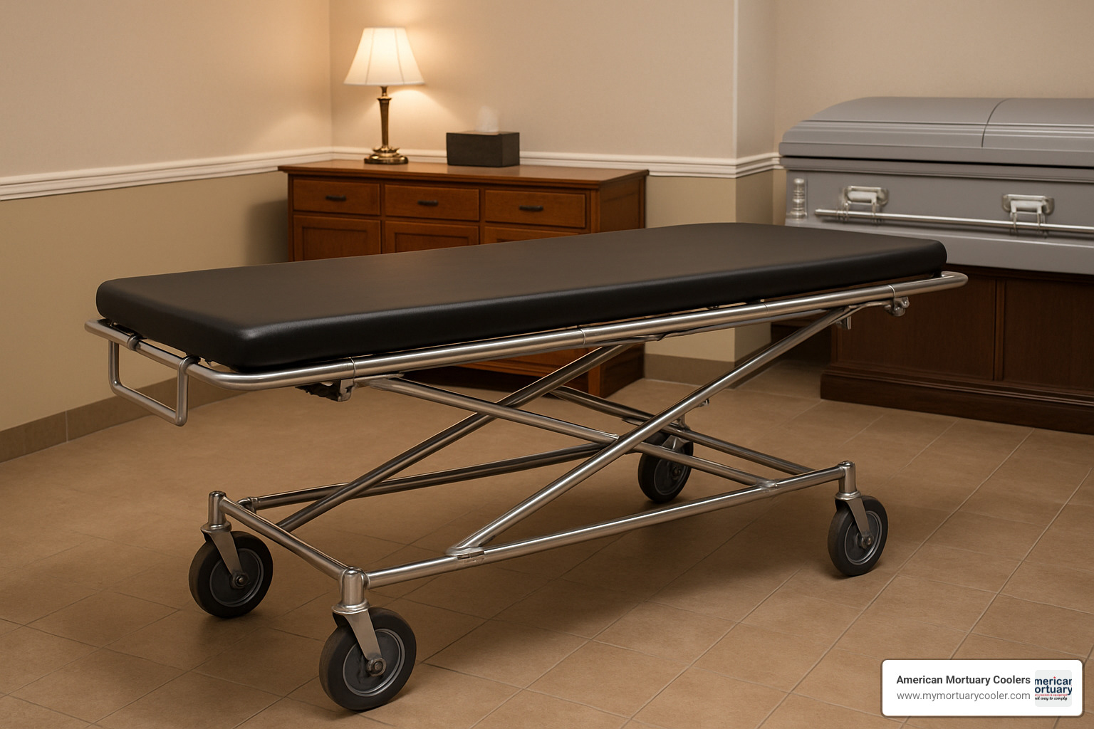 Bariatric mortuary stretcher with reinforced frame - funeral undertaker equipment