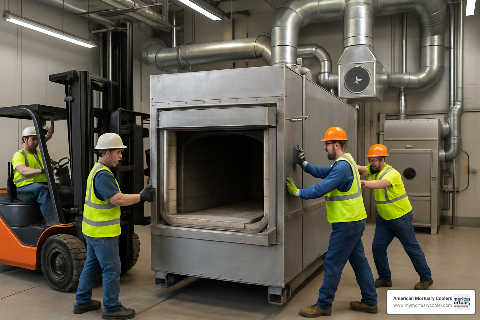 Refurbished retort being installed - how much does it cost to start a cremation business