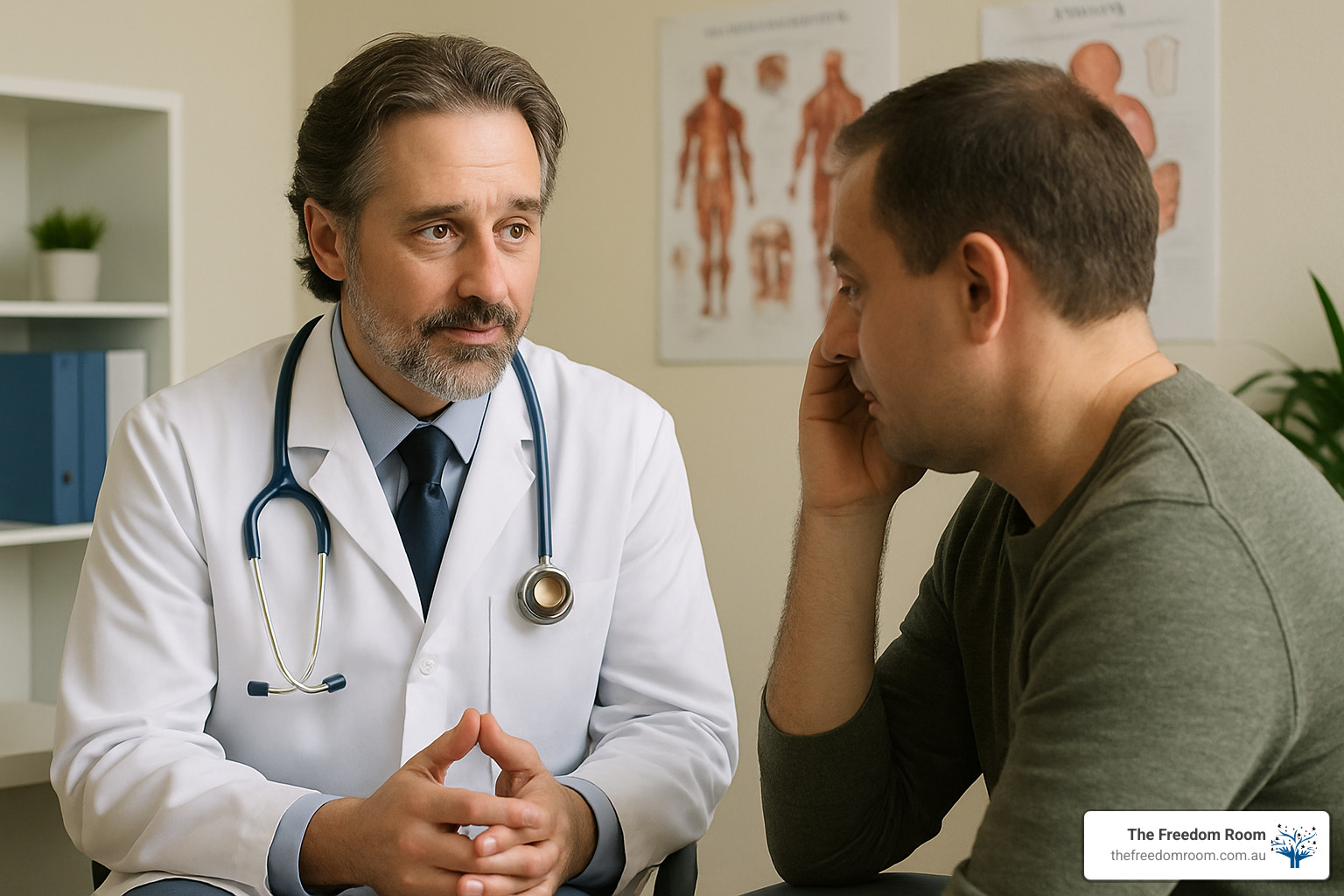 doctor discussing alcohol use with patient - Alcohol Use Disorder