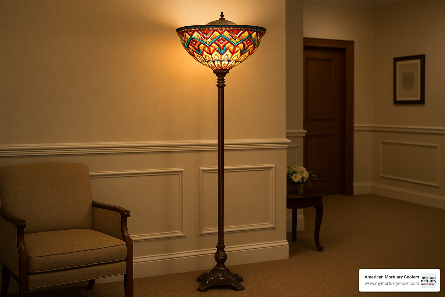tiffany torchiere lamp with detailed stained glass shade - tiffany torchiere
