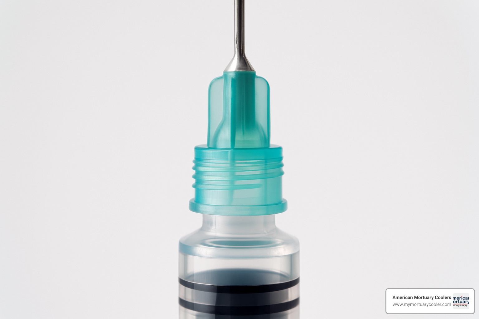 Close-up of a syringe hub showing connection points - syringe hub