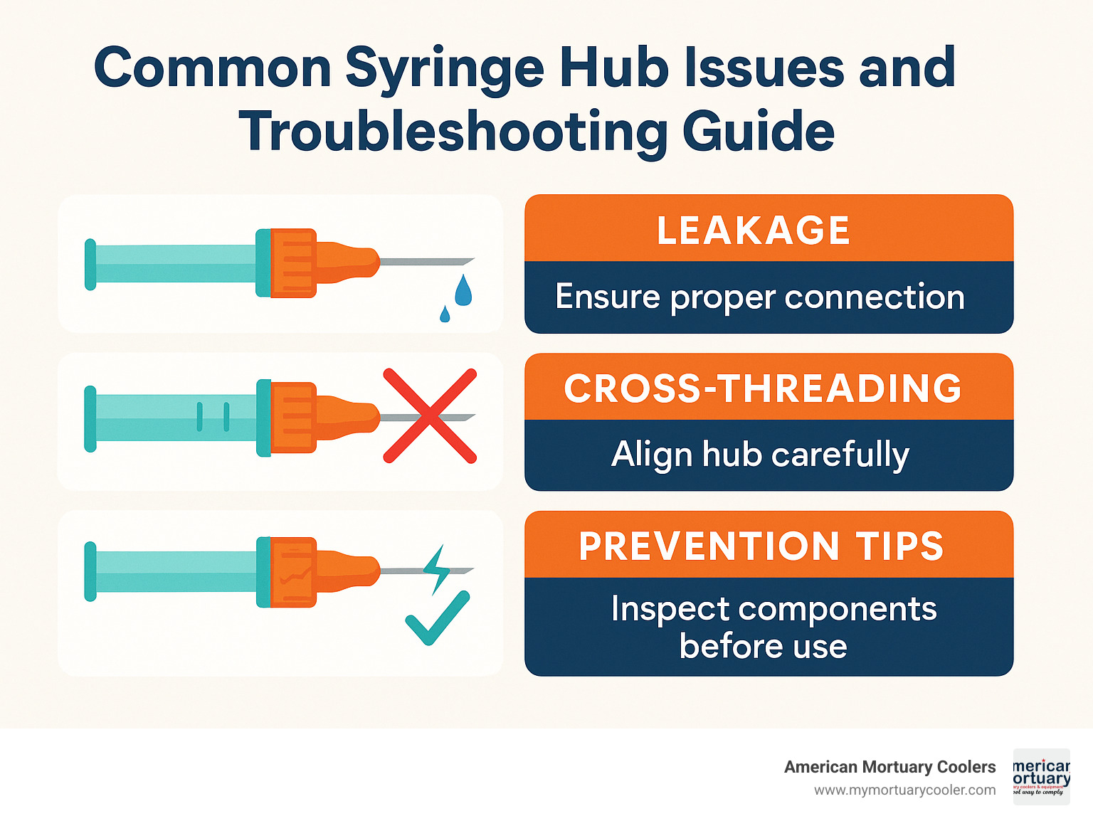 Common syringe hub issues and troubleshooting guide - syringe hub infographic 